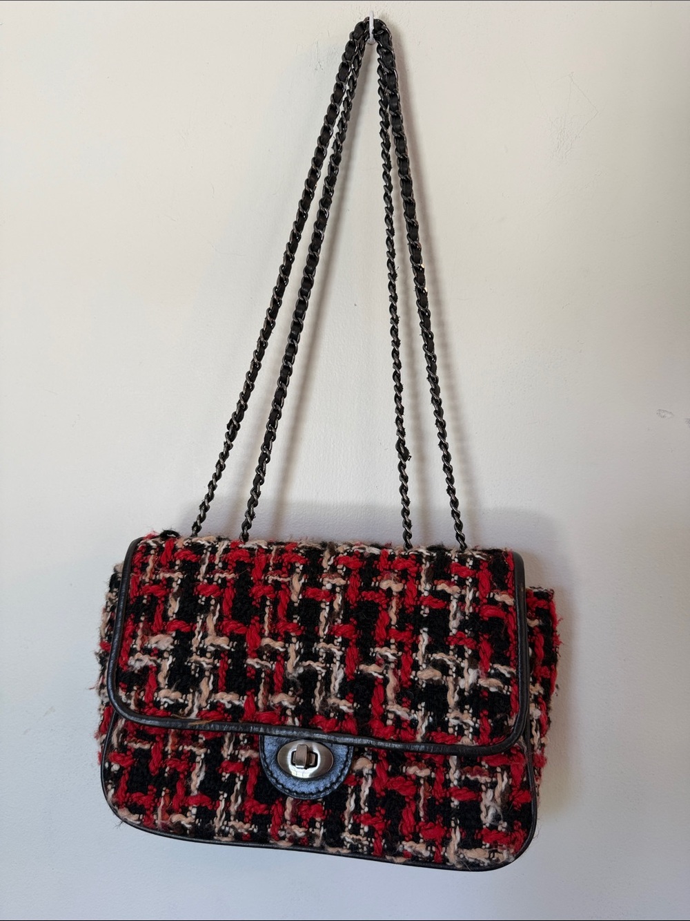 Patricia Nash Lorenza Flap Red Plaid&leather Crossbody/Shoulder Bag